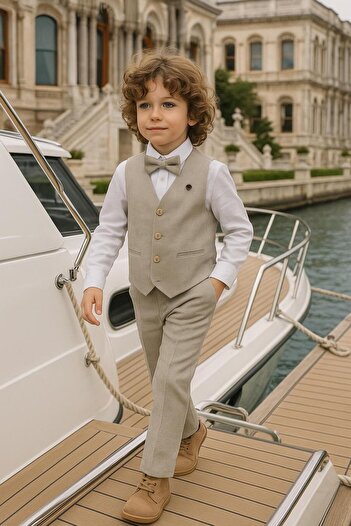 inowesta Boy's Vest Suit |   Shirt-Vest-Bow Tie-Pants |   4'Piece Suit