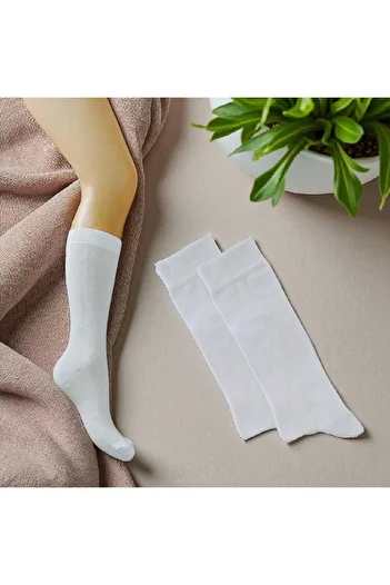 HAYEL 2 Pairs of High Quality White Knee-Length Socks for Girls
