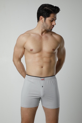 Hmd Men's Cotton Combed Single Jersey Boxer Set of 3 - Black, Blue, Navy Blue, Gray