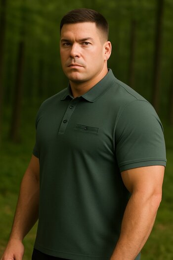Maccali Ανδρικό μπλουζάκι Basic Khaki Polo με τσέπες σε μεγάλο μέγεθος