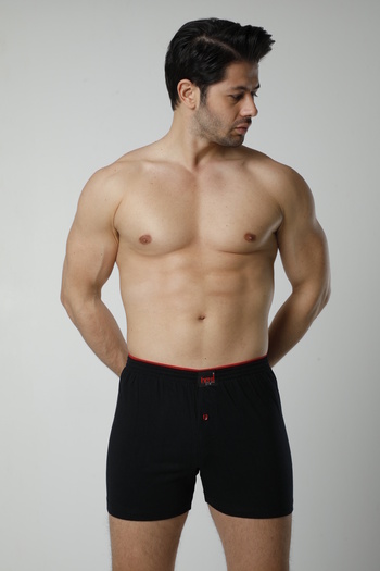 Hmd Men's Cotton Combed Single Jersey Boxer Set of 3 - Black, Blue, Navy Blue, Gray