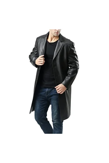 NYC GİYİM TEKSTİL Long Genuine Leather Zik Jacket