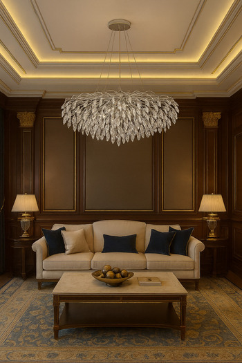 qwell Modern Glass Crystal Chandelier - Luxury Silver Design