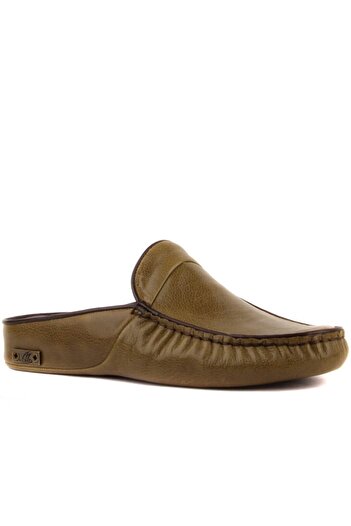 SailLakers Sail Lakers - Olive Green Leather Men's House Slippers