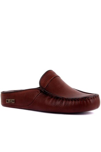 SailLakers Sail Lakers - Καφέ δερμάτινες ανδρικές παντόφλες casual