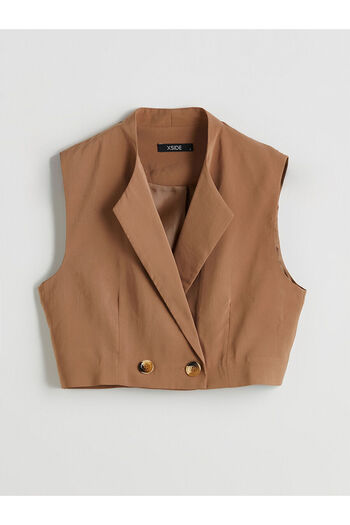 LC Waikiki Xside Double Breasted Collar Crop Women's Classic Vest