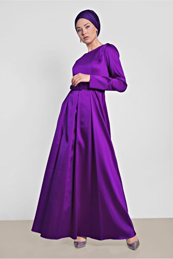 Alvina Belted Satin Dress 4227
