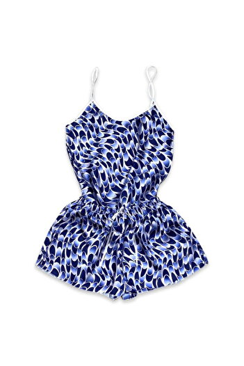 Intisimo Women's Pajamas, Satin, 2 Pieces, Waves, Blue/White
