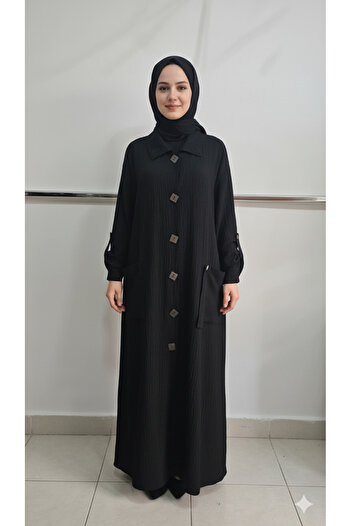 SEEMORE TEKSTİL Buttoned Ferace - Cream