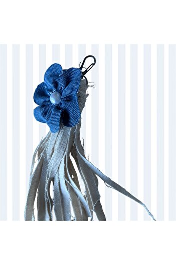Dema Handmade Tassel and Bead Detailed Denim Bag Charm