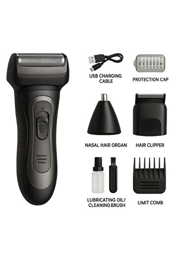 SPEEDSTORE Trimmer set, shaver + nose trimmer, rechargeable 1200mAh, 60min battery life