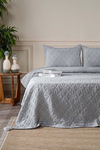Koza Home Stella Indigo Cotton Double 3 Piece Bedspread 230X250 2 Pillows 50X70 5030