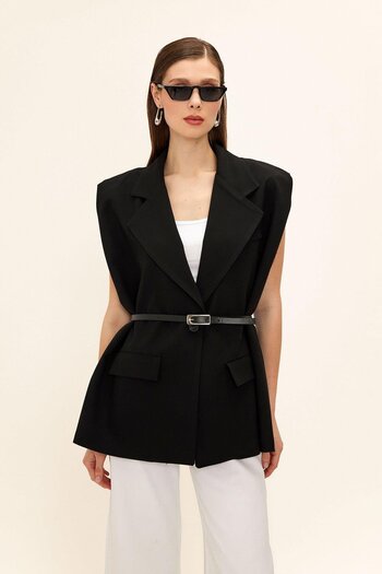 Olcay Detailní vesta s páskem BLACK 8261