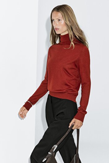 Massimo Dutti Dik yaka yün karışımlı kazak