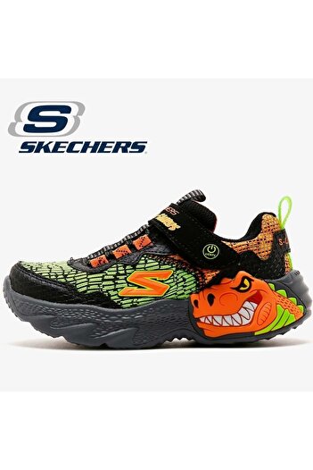 SKECHERS Dino Lights 400615L Orthopedic Lighted Children's Sports Shoes Green