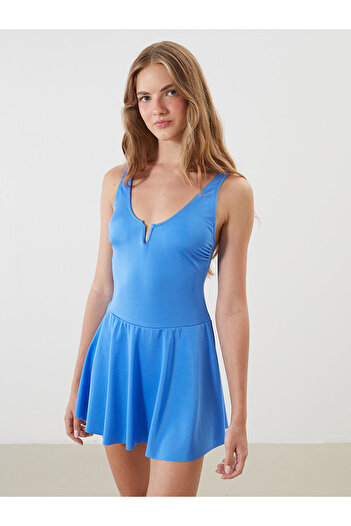 LC Waikiki Lcw Women's Skirted Swimsuit with Scoop Neckline