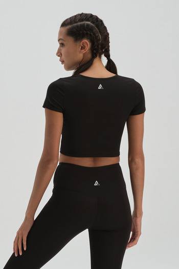 Dagi Black Active Crop T-Shirt