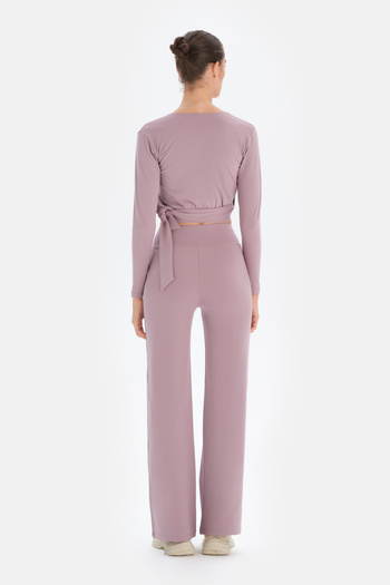 Dagi Lilac Active Yoga Top with Tie Detail