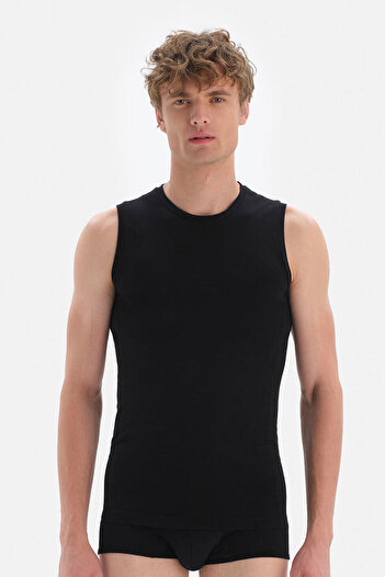 Dagi Black Combed Cotton Crew Neck Sleeveless Men's Undershirt