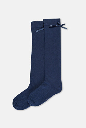 Dagi Navy Blue Girls Bow Knee Socks