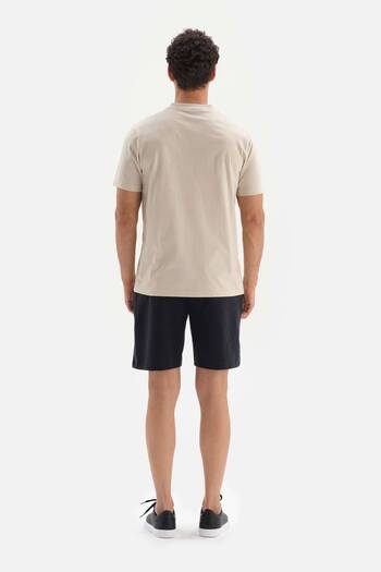 Dagi Beige V-Neck Basic Supima T-Shirt