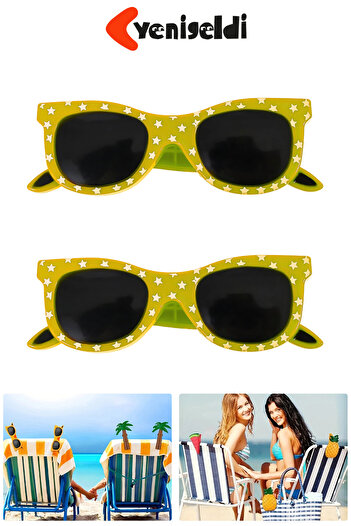 Yenigeldi 2 Pcs Yellow Star Pattern Eyeglass Beach Towel Peg Clips - Wind Resistant and Strong Hold