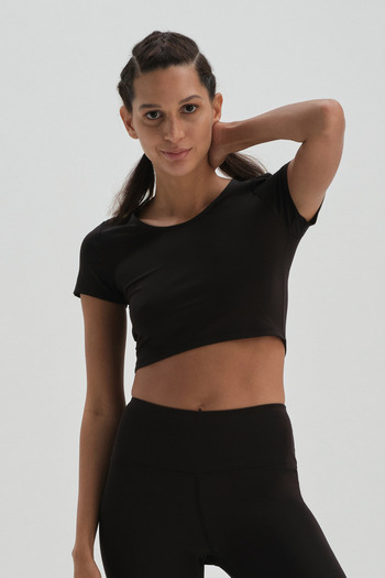 Dagi Black Active Crop T-Shirt