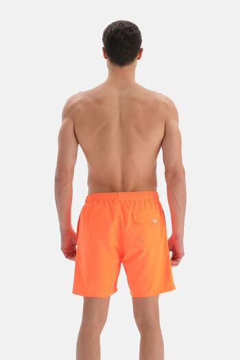Dagi Neon Orange Plain Mid-Length Swim Shorts