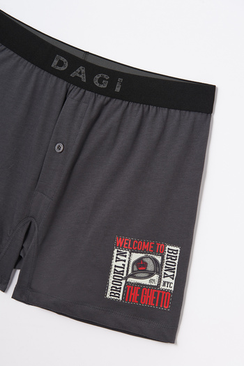 Dagi Anthracite Printed Cotton Boxer