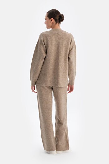 Dagi Beige Long Sleeve Wool Cardigan