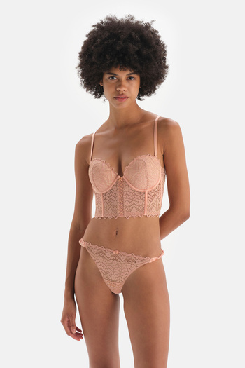 Dagi Salmon Satin Detailed Thong Panties