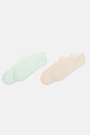 Dagi Ecru-Mint Women's 2-Piece Bamboo Booties Socks