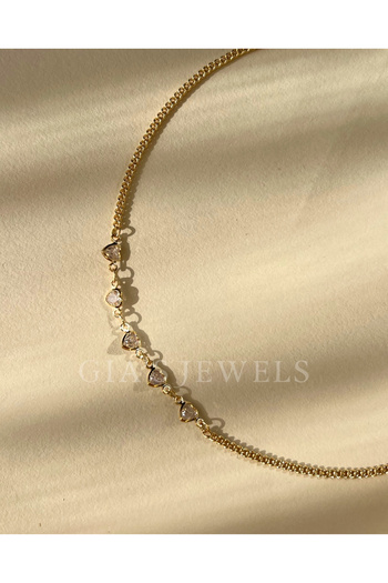 Generic Altın Kaplama Kalp Charm Halhal - 30cm - Kadın Günlük Takı