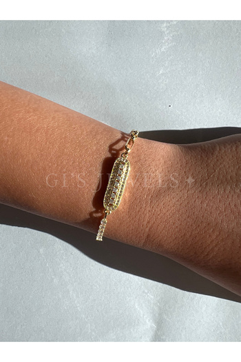 Generic Gold Renk Zirkon Taşlı ve Zincirli Bileklik