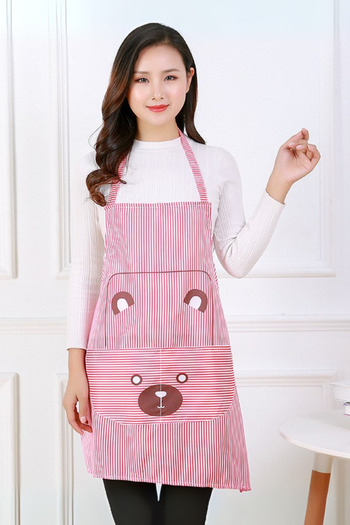 Generic Kitchen Apron Waterproof Double Pockets Oilproof High Quality Home Cooking Apron Red
