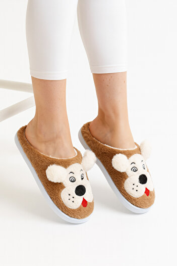 STOCON Soft Plush Dog Patterned Winter House Slippers - Comfortable Design
