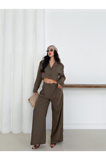 Gameyal Women's Blazer Jacket and High Waist Pants Set