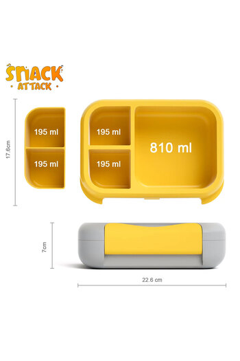 Snack Attack SnackAttack Yellow & Gray Excavator Lunch Box 3/5 Convertible Compartment