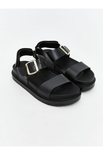 LC Waikiki Black Leather Look Girls' Sandals