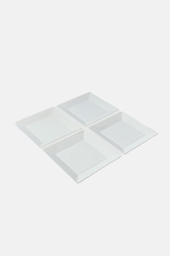 BIA Cordon Bleu 4 Pieces Porcelain Square Salad Plates, Light Grey