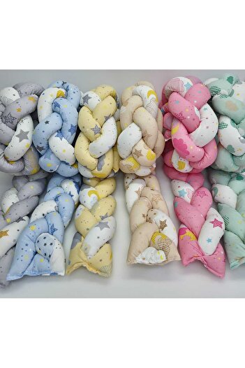 JULYA KİDS Knitted Protector 360 *25 cm 3-Piece Knitted Crib Protector Gray