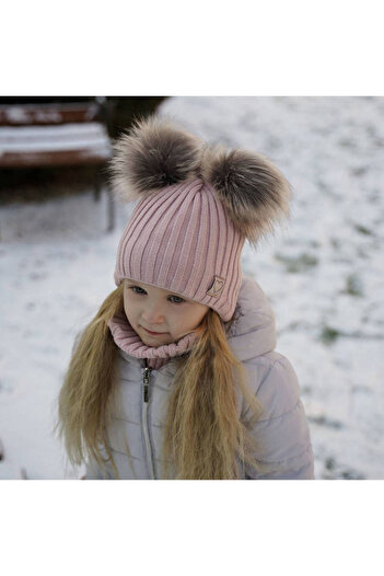 fantasialand Winter Set for Girls, Hat and Scarf Pink Telisa