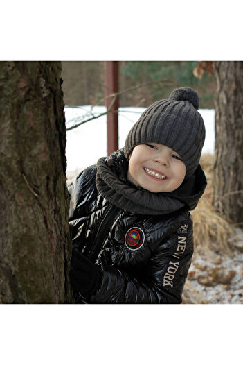 fantasialand Winter set for boys, gray hat and scarf Wiliam
