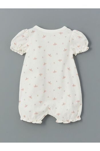 LC Waikiki Ecru Printed Baby Girl Jumpsuit and Snapback Bodysuit 2-Piece