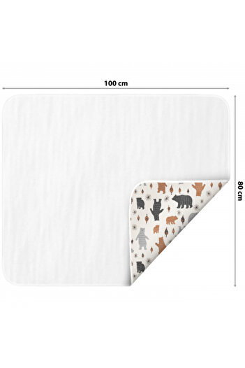 FizioTab Aleza impermeabila copii, FizioTab®, 80x100 cm, absorbanta si lavabila, refolosibila, Ursi