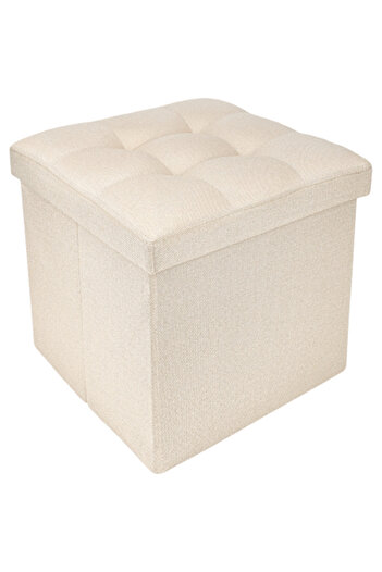 FizioTab FizioTab® Folding Stool with Storage Space, Eco-leather, 38x38x38 cm, Beige
