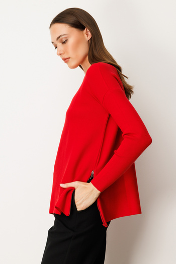 ON Zero-Neck Knit Sweater with Side Zippers-65318