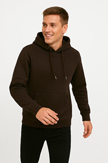 Shadro Textile Men's Plain Hooded Oversize 3 Thread Raised Loose Cut Hoodie Sweatshirt