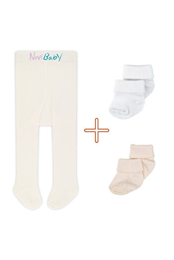 Novibaby Baby & Kids Cotton Pantyhose & 2-Piece Newborn Bamboo Baby Socks Set, Soft, with Flexible Construction