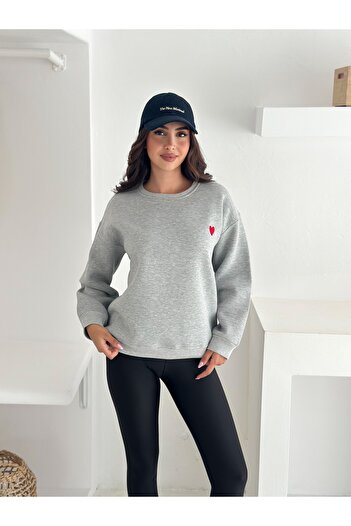 Noa Noa Kadın Kalp Nakışlı Sweatshirt – Sade & Sevgi Dolu Stil